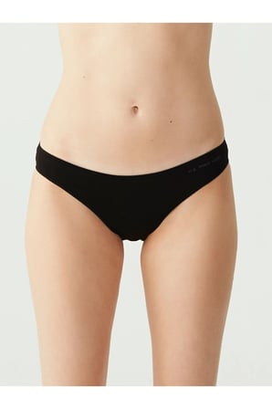 Kadın 5'li Ekonomik Paket İnce Lastikli Slip Siyah Beyaz Ten