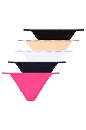 5'li Paket Siyah Beyaz Ten Karışık Renkli Kadın String