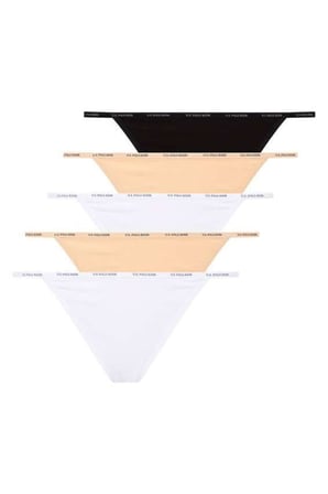 5'li Paket Siyah Beyaz Ten Karışık Renkli Kadın String