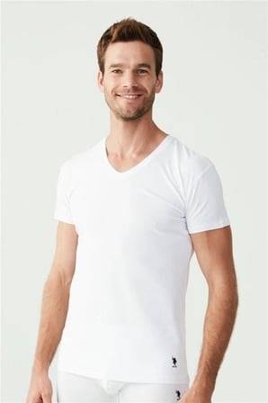 V Yaka 2'li Paket Erkek T-Shirt