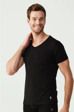 V Yaka 2'li Paket Erkek T-Shirt