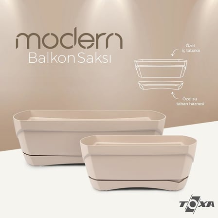 Modern Balkon Saksı (Kahve, 5 Litre)