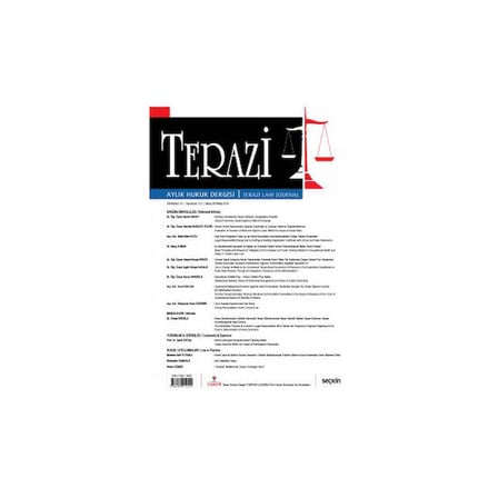 Terazi Hukuk Dergisi S:153 Mayis 2019 Terazi Dergisi 135 2019/05