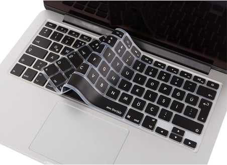 MacBook Türkçe Q Klavye Koruyucu Silikon – MacBook Air 13 A1369 A1466 &amp; Pro A1278 A1425 A1502 A1286 A1398 Uyumlu – Ultra İnce Siyah