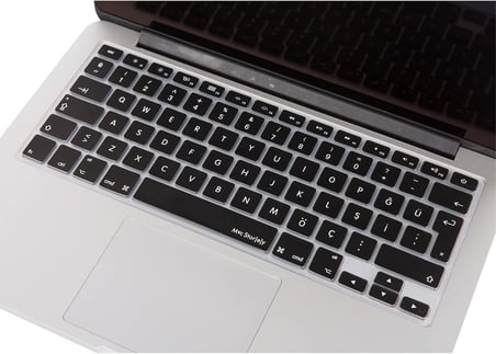 MacBook Türkçe Q Klavye Koruyucu Silikon – MacBook Air 13 A1369 A1466 &amp; Pro A1278 A1425 A1502 A1286 A1398 Uyumlu – Ultra İnce Siyah