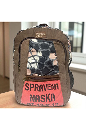 Kaliteli Renkli Vintage Salaş Disayn Günlük Sırt Gezi Okul Seyahat Çantası 28 Cm X 37 Cm