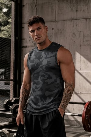 Erkek Nem Emici Hızlı Kuruma Atletik Teknik Sporcu Sıfır Kol T-shirt
