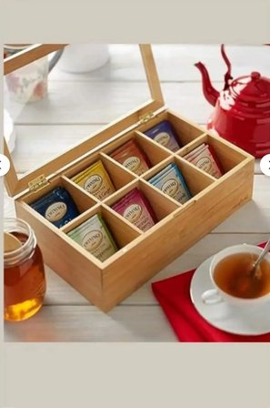 8 Bölmeli Bambu Poşet Çay Kutusu Bambu Organizer Kutu Takı Aksesuar Kutusu 30X20X7CM.