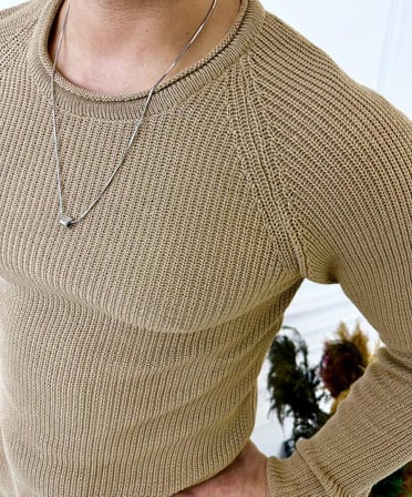 Kazak Slim Fit Natural Pamuk Örme Triko Tüylenmeyen Dar Kesim Kazak