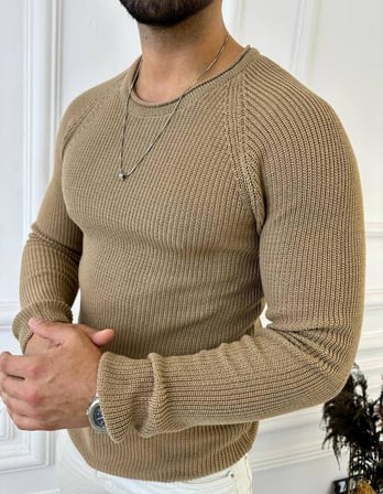 Kazak Slim Fit Natural Pamuk Örme Triko Tüylenmeyen Dar Kesim Kazak