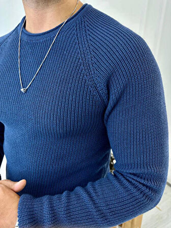 Kazak Slim Fit Natural Pamuk Örme Triko Tüylenmeyen Dar Kesim Kazak