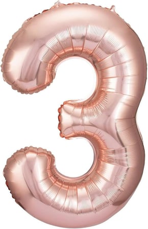 3 Rose Gold Rakam Folyo Balon 80 cm