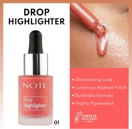 Cosmetics Drop Highlighter 01 Pearl Rose Işıltılı Likit Aydınlatıcı