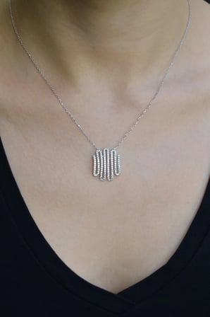 Zirkon Taşlı 925 Ayar Gümüş Tasarım Kolye - N087501