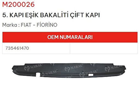 Fiat Fiorino Çift Kapı Bagaj Eşik Bakaliti Çıtası 735461470 NS-M200026 SOT