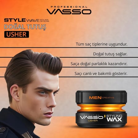 Parlaklık Kazandıran Wax | Tüm Saç Tipleri | Doğal Tutuş ve Doğal Parlaklık | AQUA Usher 150 ml