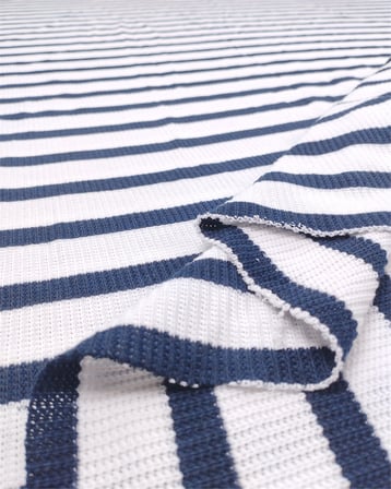 Lacivert Beyaz Enine Çizgili İnce Dökümlü Yumuşak Triko Örme Kumaş Hırkalık & Kazaklık 160x200cm