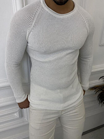 Kazak Slim Fit Natural Pamuk Örme Triko Tüylenmeyen Dar Kesim Kazak