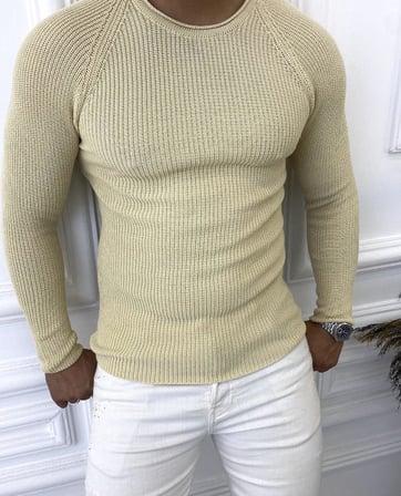 Kazak Slim Fit Natural Pamuk Örme Triko Tüylenmeyen Dar Kesim Kazak