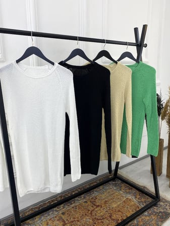 Kazak Slim Fit Natural Pamuk Örme Triko Tüylenmeyen Dar Kesim Kazak