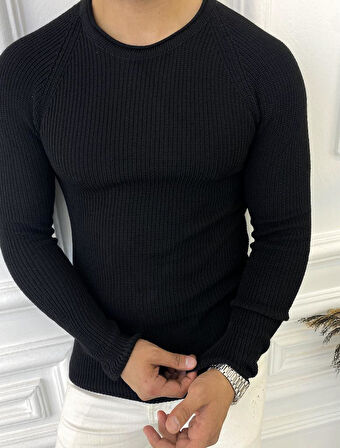 Kazak Slim Fit Natural Pamuk Örme Triko Tüylenmeyen Dar Kesim Kazak