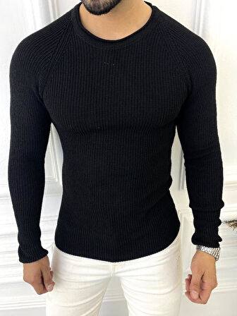 Kazak Slim Fit Natural Pamuk Örme Triko Tüylenmeyen Dar Kesim Kazak