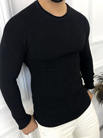 Kazak Slim Fit Natural Pamuk Örme Triko Tüylenmeyen Dar Kesim Kazak