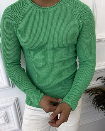 Kazak Slim Fit Natural Pamuk Örme Triko Tüylenmeyen Dar Kesim Kazak