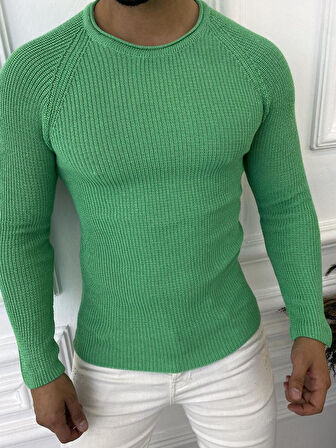 Kazak Slim Fit Natural Pamuk Örme Triko Tüylenmeyen Dar Kesim Kazak