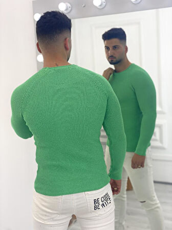 Kazak Slim Fit Natural Pamuk Örme Triko Tüylenmeyen Dar Kesim Kazak