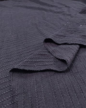 Siyah Renkte Örgüsünden Enine Çizgili Yumuşak Esnek Triko Örme Kumaş Hırkalık & Kazaklık En: 125cm