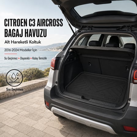 Citroen C3 Aircross 2016-2024 Arası Hareketli Koltuklu Alt Bagaj Havuzu