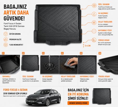 Ford Focus 4 Sedan 2018 Sonrası Tamir Kitli Bagaj Havuzu