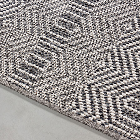 Modern Desenli Sisal Halı Gri Renk Salon Halısı Oturma Odası Halısı Yolluk Mutfak Halısı