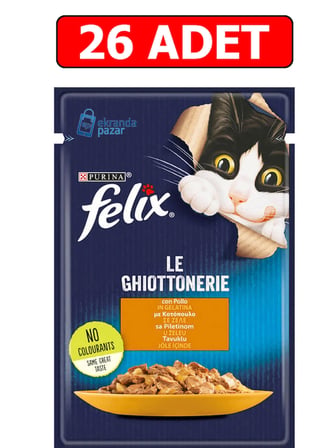 Felix tavuklu yaş kedi maması 85 gr 26 adet pouch kedi konserve kedi ıslak maması