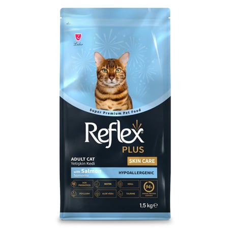 Reflex plus adult skin care 1,5kg somonlu yetişkin kedi maması deri ve tüy sağlığı
