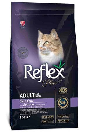 Reflex plus adult skin care 1,5kg somonlu yetişkin kedi maması deri ve tüy sağlığı