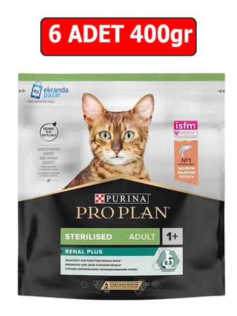 Proplan sterilised somon kısır kedi maması 400 gr 6 adet