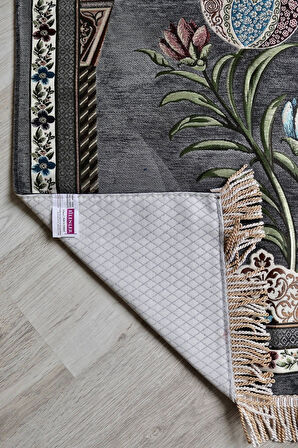 Lale Desenli Astarlı Lüks Seccade S1002 Gri
