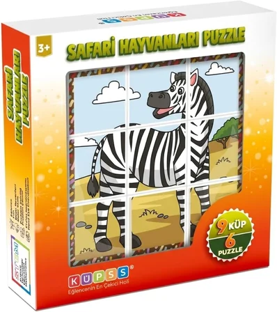 Safari Hayvanları 3D Puzzle - 9 Küp 6 Yapboz