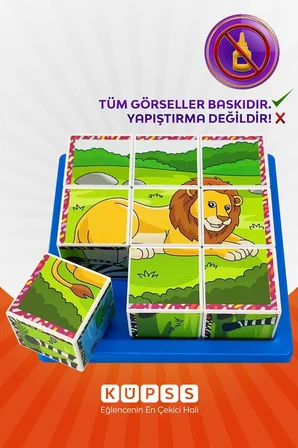 Safari Hayvanları 3D Puzzle - 9 Küp 6 Yapboz