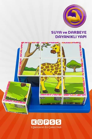 Safari Hayvanları 3D Puzzle - 9 Küp 6 Yapboz