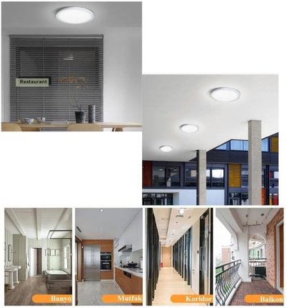 20W Ledli Glop Armatür 6400K Beyaz - Sıva Üstü Tavan Balkon Armatür