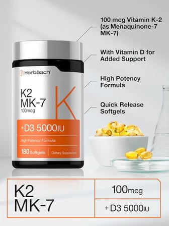 K2 MK-7 100 mcg | +D3 5,000 IU 180 Softgels