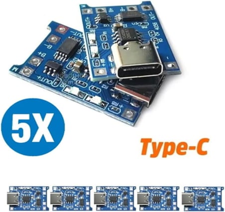 Robodünya Tp4056 5 Adet Ters Akım Korumalı Tp4056 18650 Type C Lityum Pil Şarj Devresi Type-C; Tpa1
