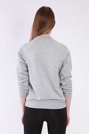 neslice Kadın Kollar Kapitone Detaylı Basıc Sweatshirt  M-GRİMELANJ