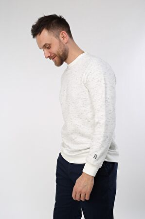 neslice Erkek İnject Ecru Basıc Sweatshirt  S-ECRU