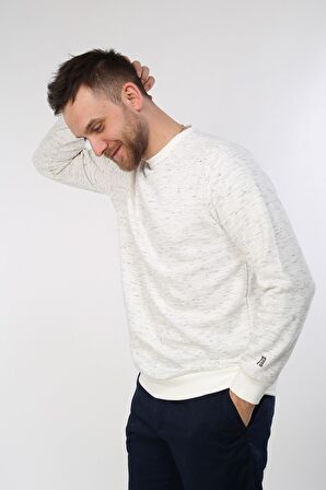 neslice Erkek İnject Ecru Basıc Sweatshirt  S-ECRU