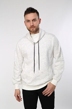 neslice Erkek İnject Ecru File Detaylı Balıkçı Yaka Sweatshirt  S-ECRU