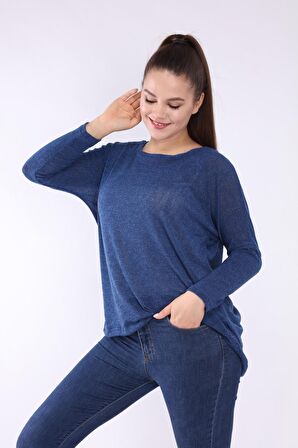 neslice Kadın Uzun Kol T-shirt S/M-LACİVERT